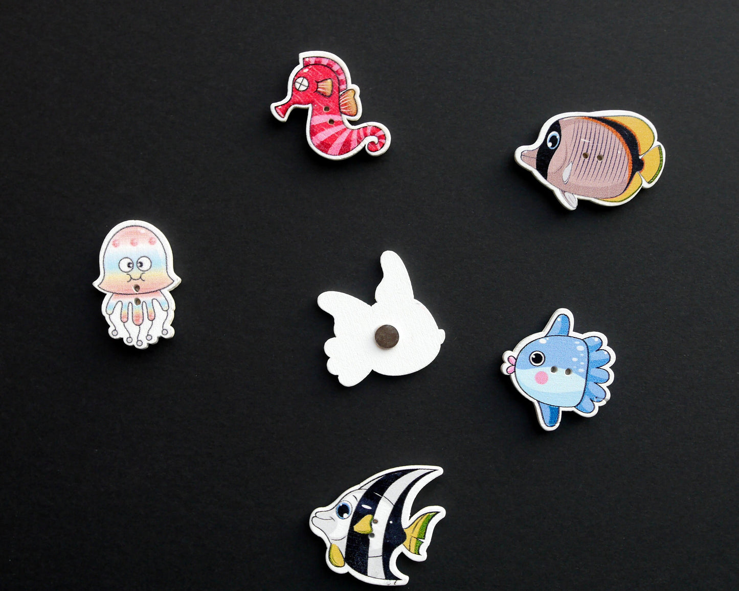Aquatic Fish Shaped Fridge Magnets (Set of 5 Magnets)