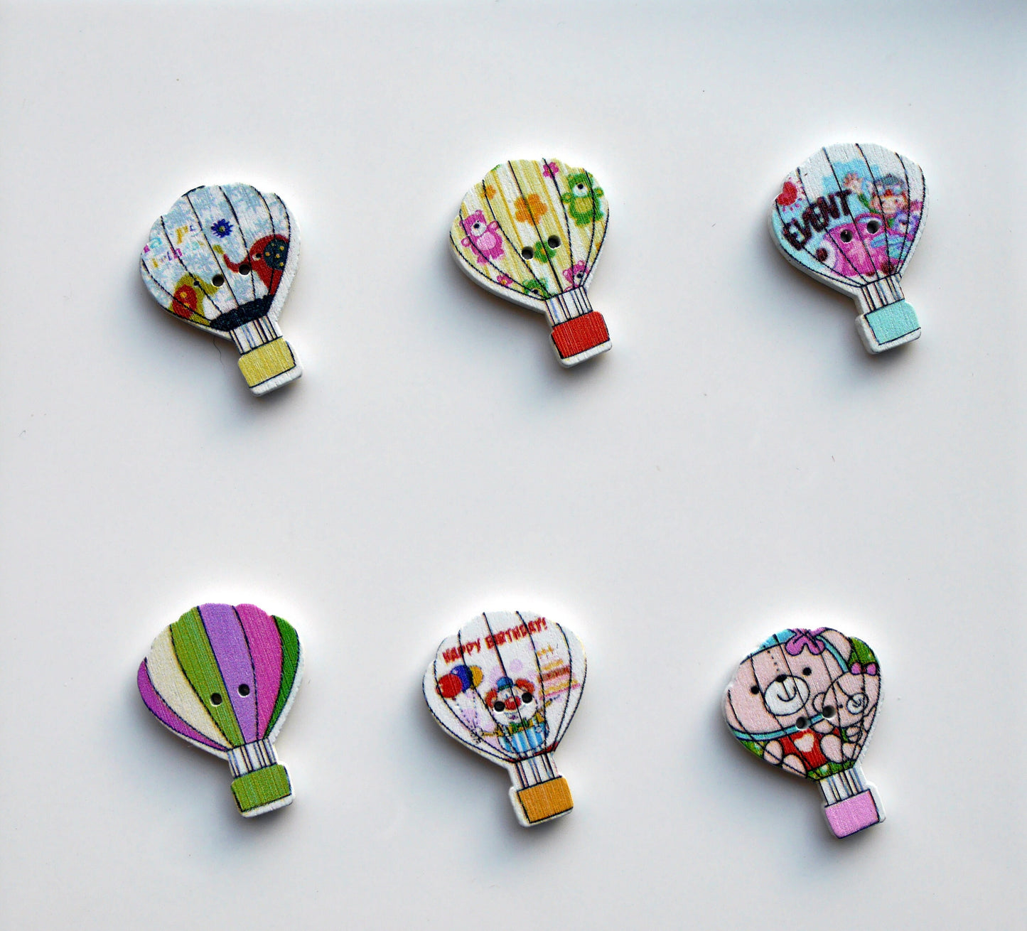Hot Air Balloon Colourful Wooden Fridge Magnets (Set of 5 Magnets)