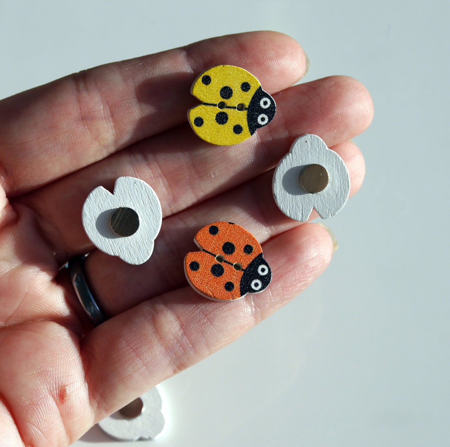 Ladybird Lady Bug Shaped Mini Wooden Fridge Magnets (Set of 5 Magnets)