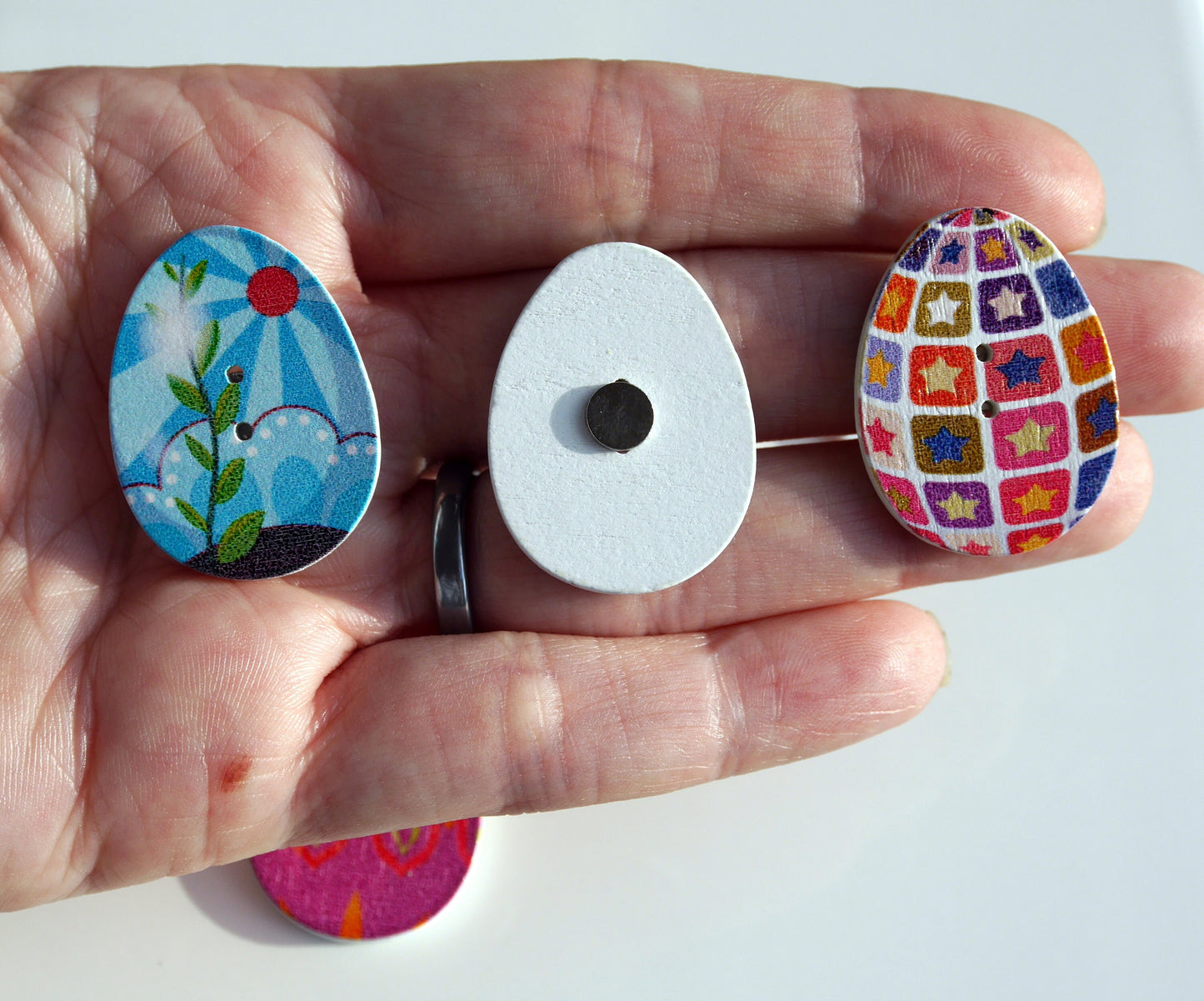Easter Egg Colourful Wooden Fridge Magnets - (Set of 5 Magnets)
