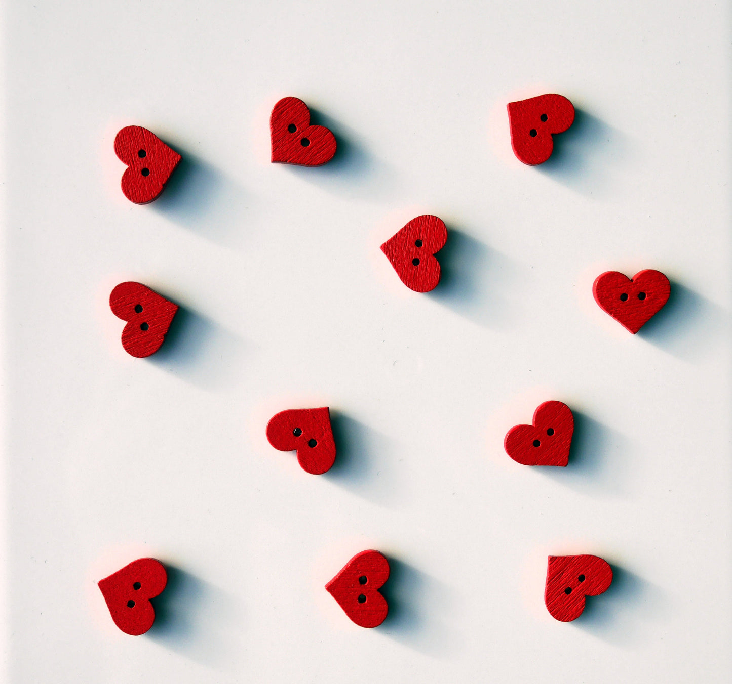 Red Heart Shaped Wooden Mini Fridge Magnets (Set of 5 Magnets)