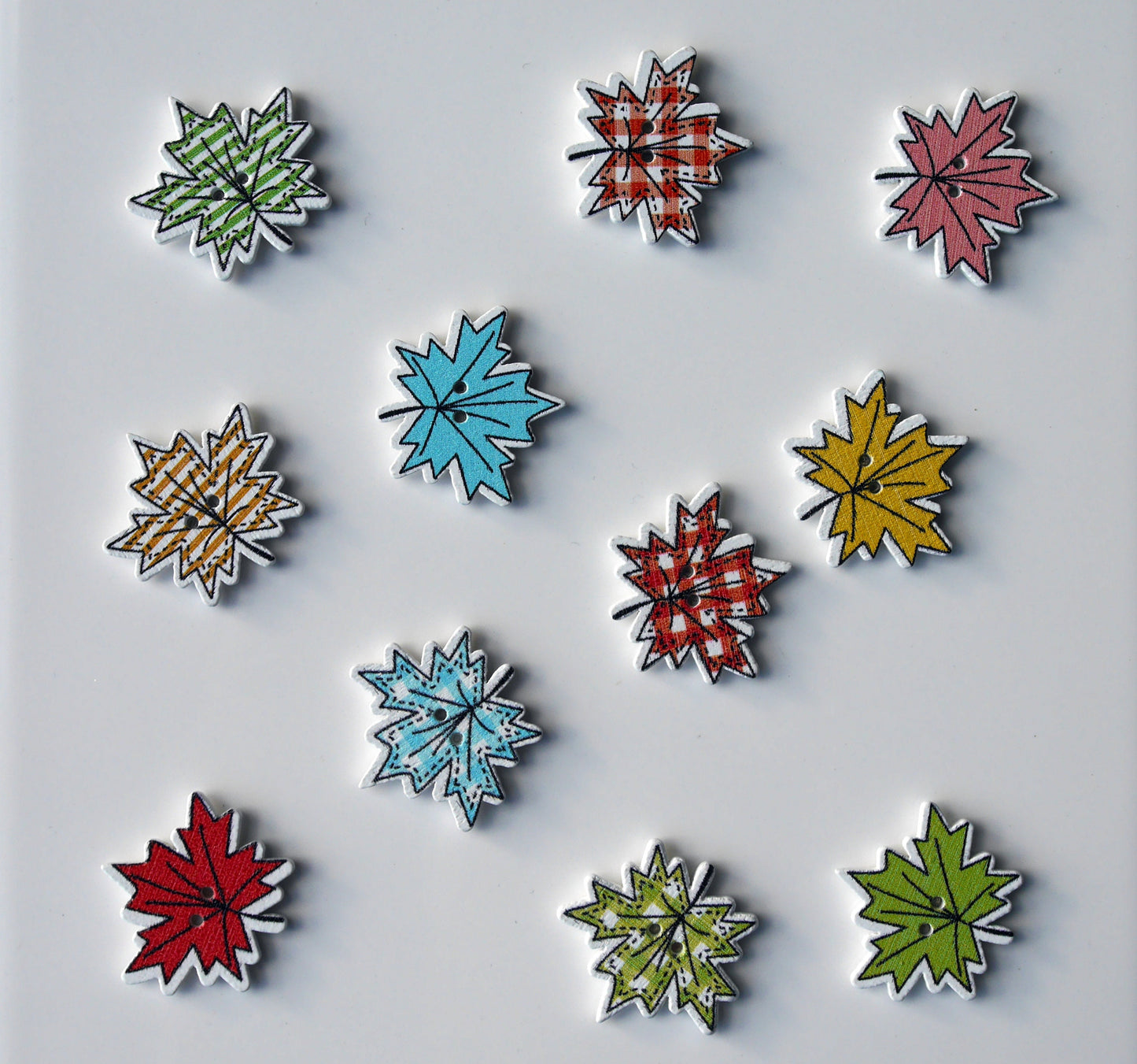 Maple Leaf Shaped Colourful Wooden Fridge Magnets (Set of 5 Magnets)