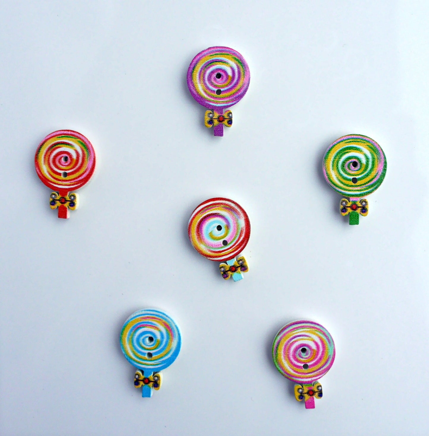 Lillipop Shaped Wooden Mini Fridge Magnets (Set of 5 Magnets)