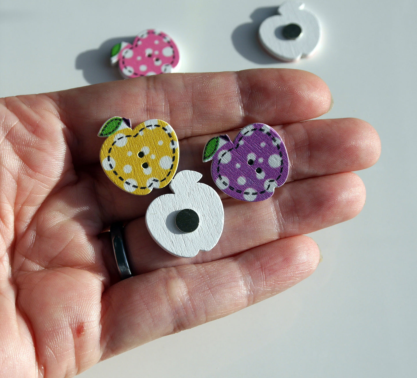 Colourful Mini Apple Shaped Fridge Magnets (Set of 5 Magnets)