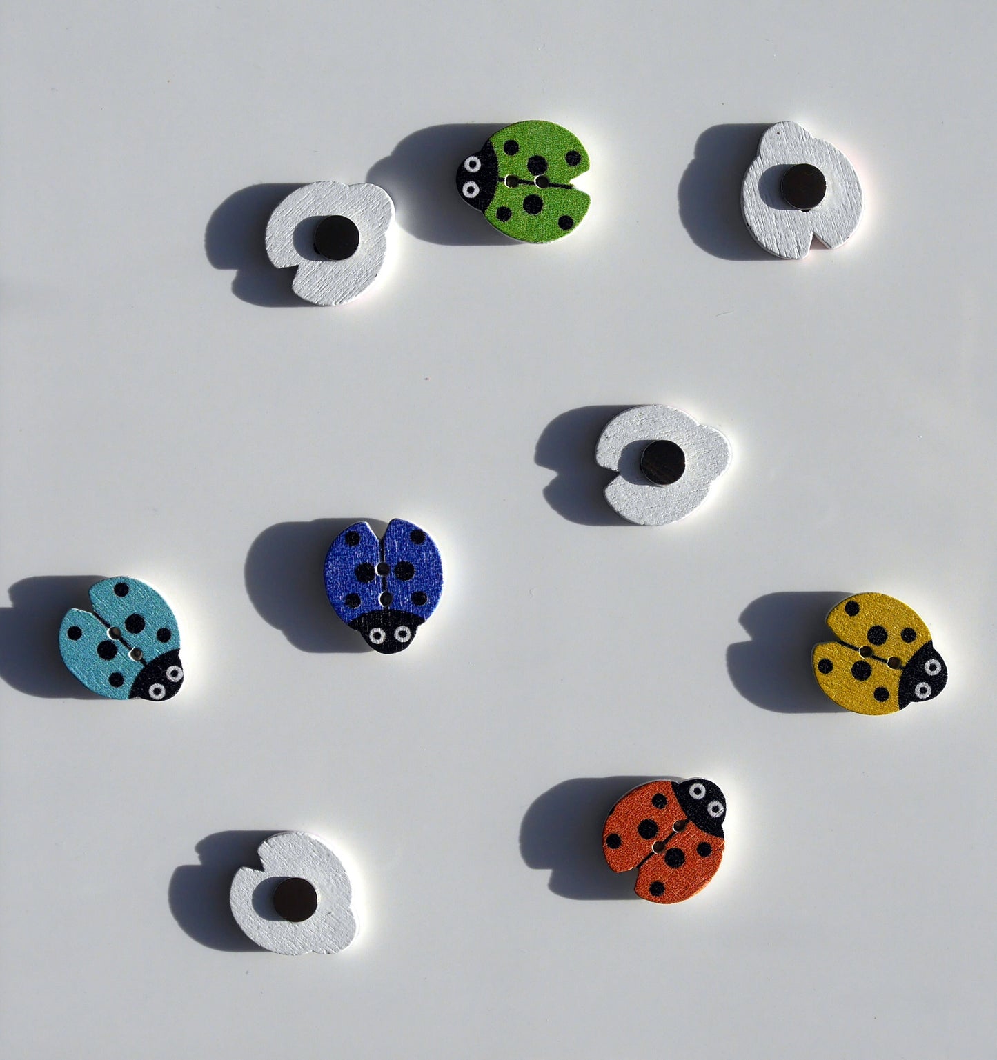 Ladybird Lady Bug Shaped Mini Wooden Fridge Magnets (Set of 5 Magnets)