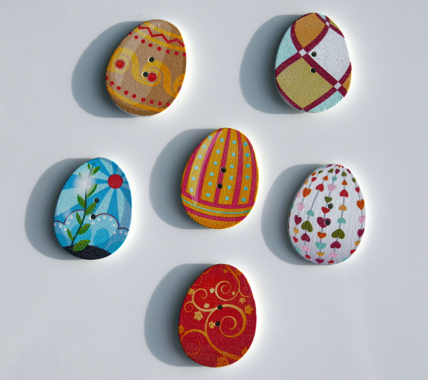 Easter Egg Colourful Wooden Fridge Magnets - (Set of 5 Magnets)