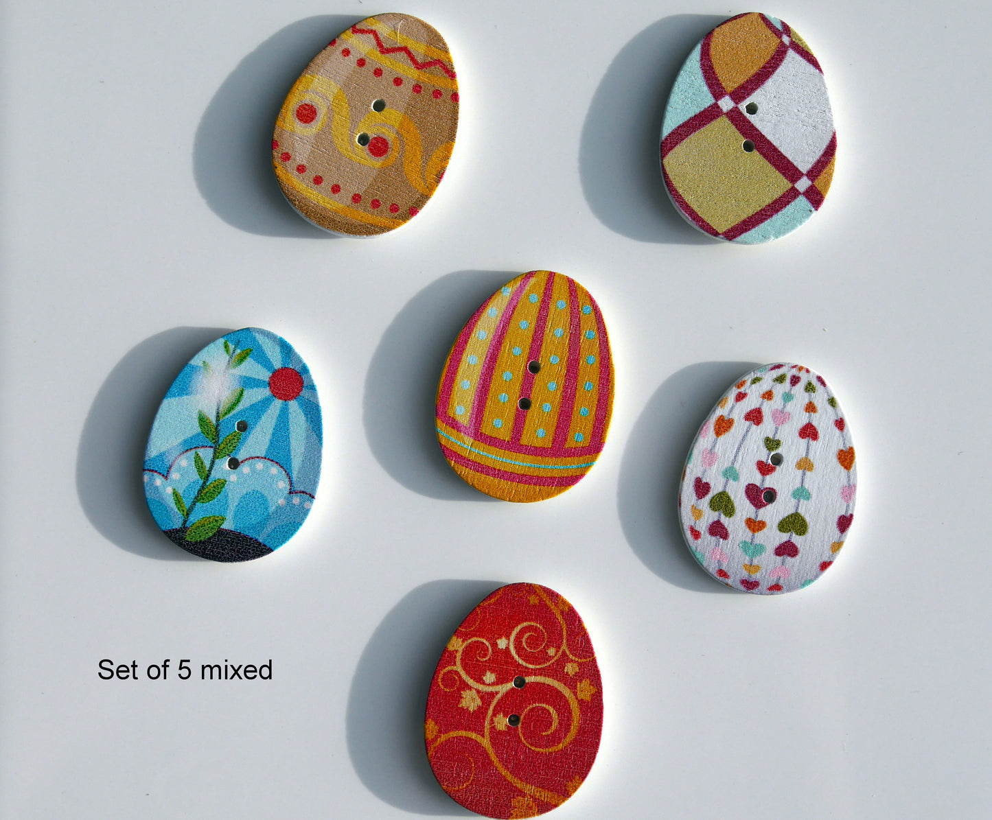 Easter Egg Colourful Wooden Fridge Magnets - (Set of 5 Magnets)