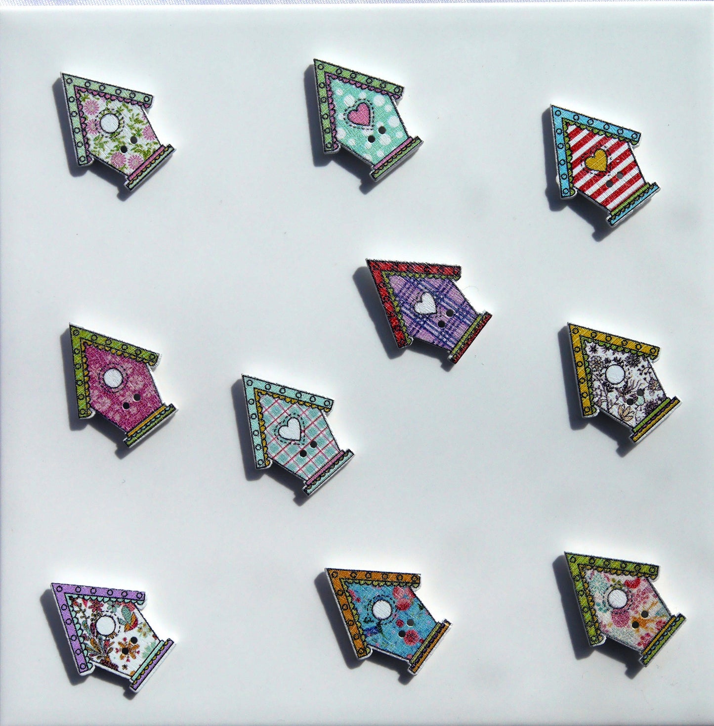 Colourful Bird House Shaped Wooden Fridge Magnets (Set of 5 Magnets)