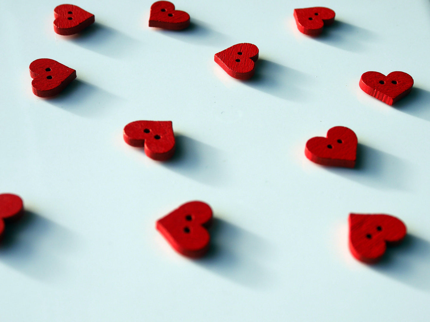 Red Heart Shaped Wooden Mini Fridge Magnets (Set of 5 Magnets)
