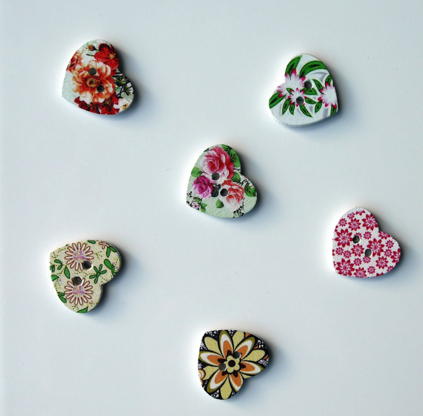 Love Heart Shaped Colourful Wooden Fridge Magnets (Set of 5 Magnets)