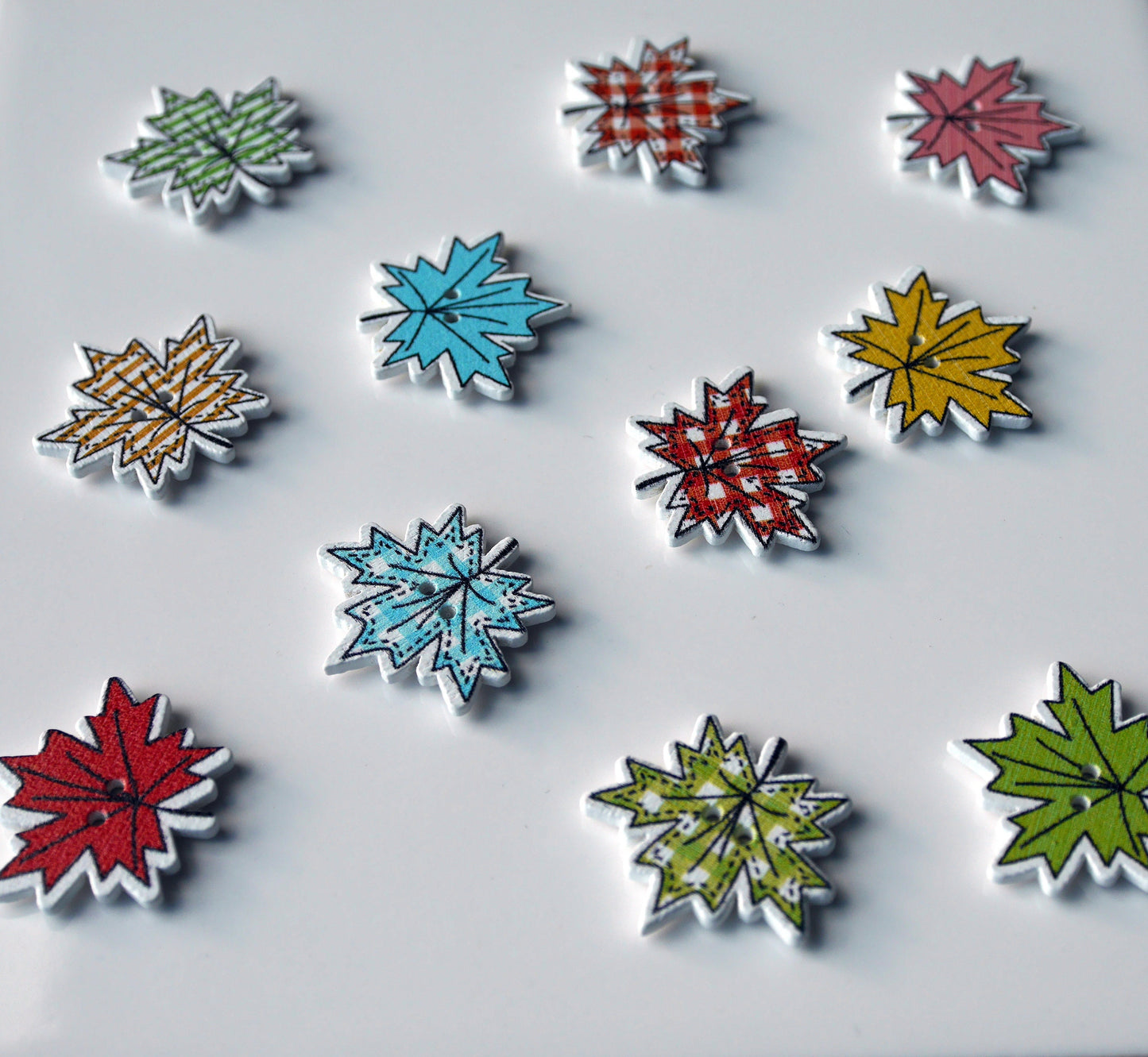 Maple Leaf Shaped Colourful Wooden Fridge Magnets (Set of 5 Magnets)