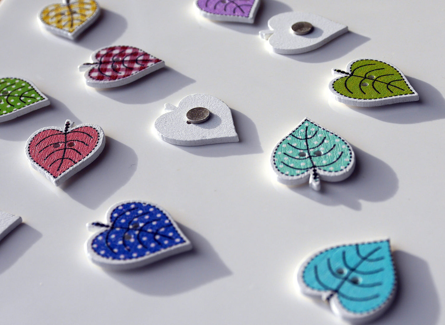 Colourful Tree Leaf Shaped Fridge Magnets - Set of 5 Magnets