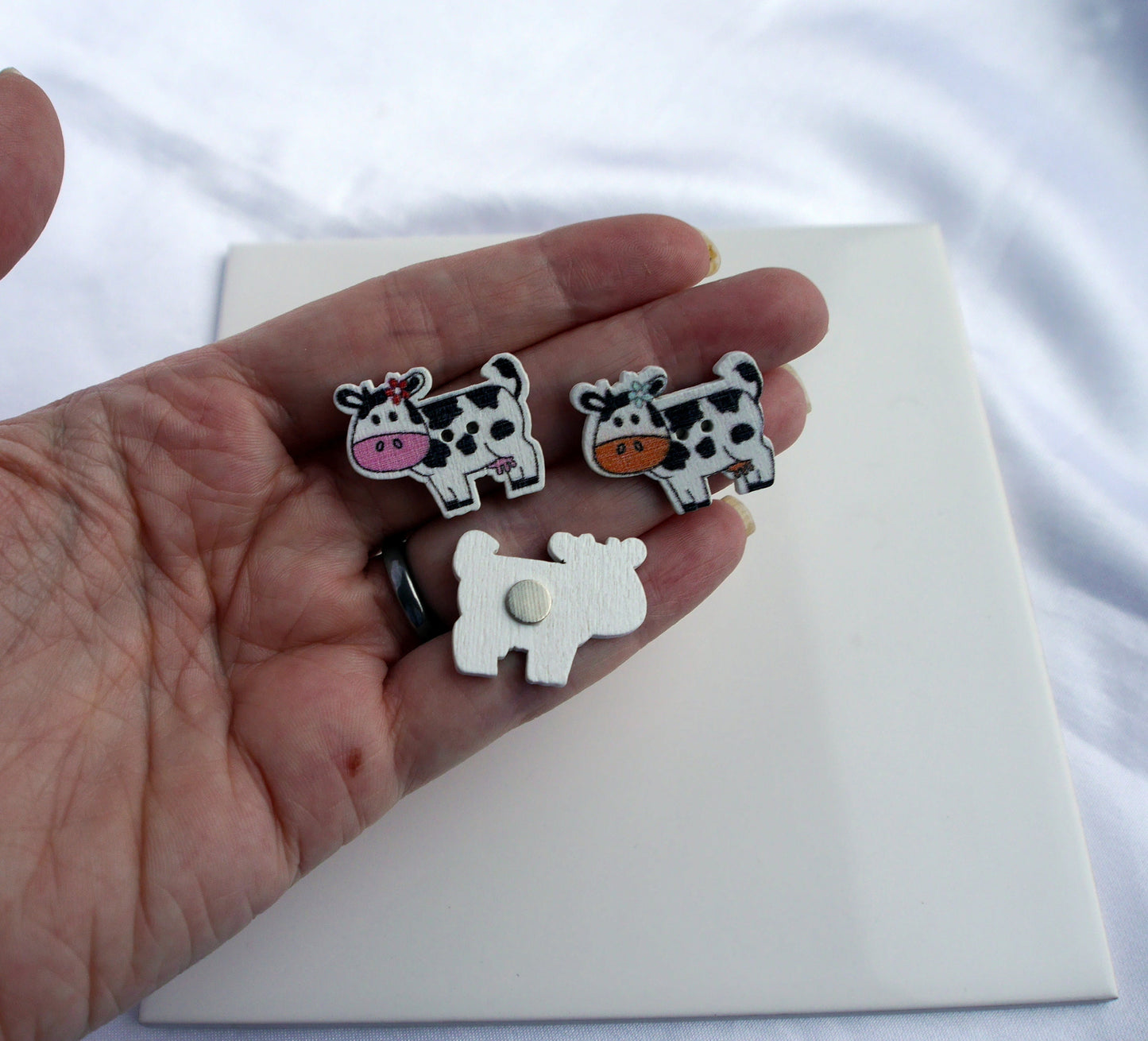 Cow Shaped Wooden Fridge Mini Magnets - (Set of 5 Magnets)