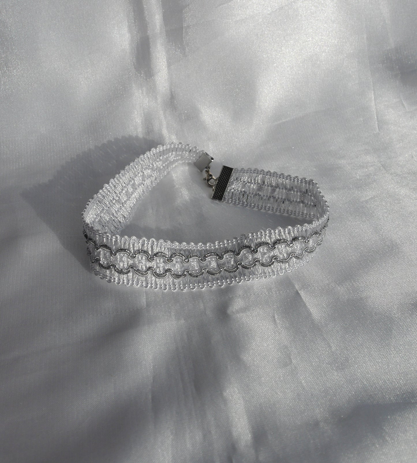 Silver and White Bohemian Choker