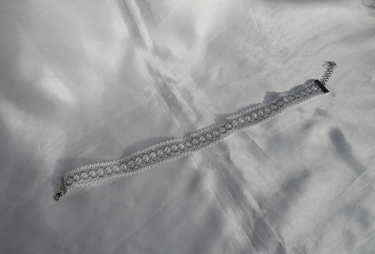 Silver and White Bohemian Choker