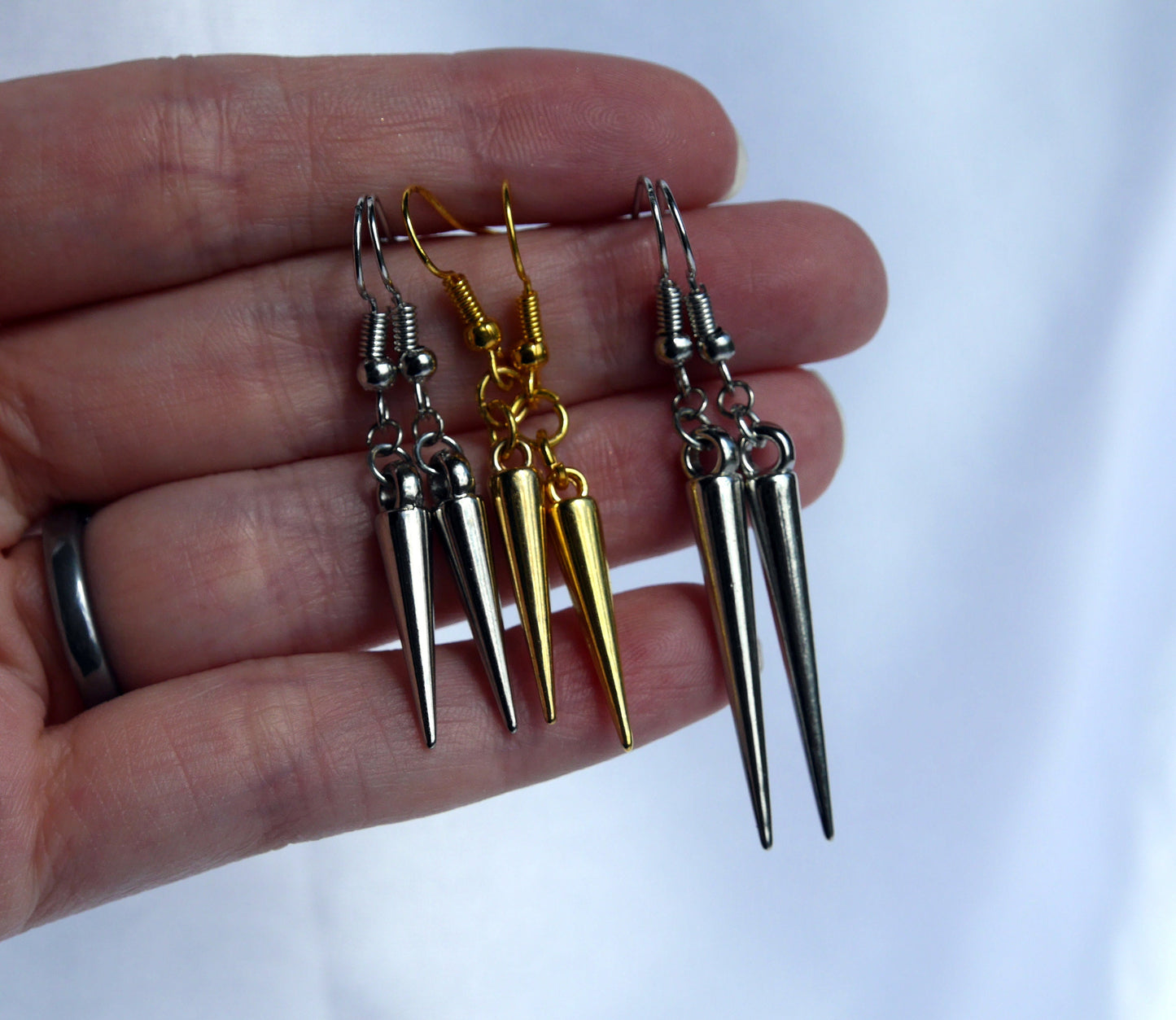 Black Gold Silver or Bronze Spike Earrings
