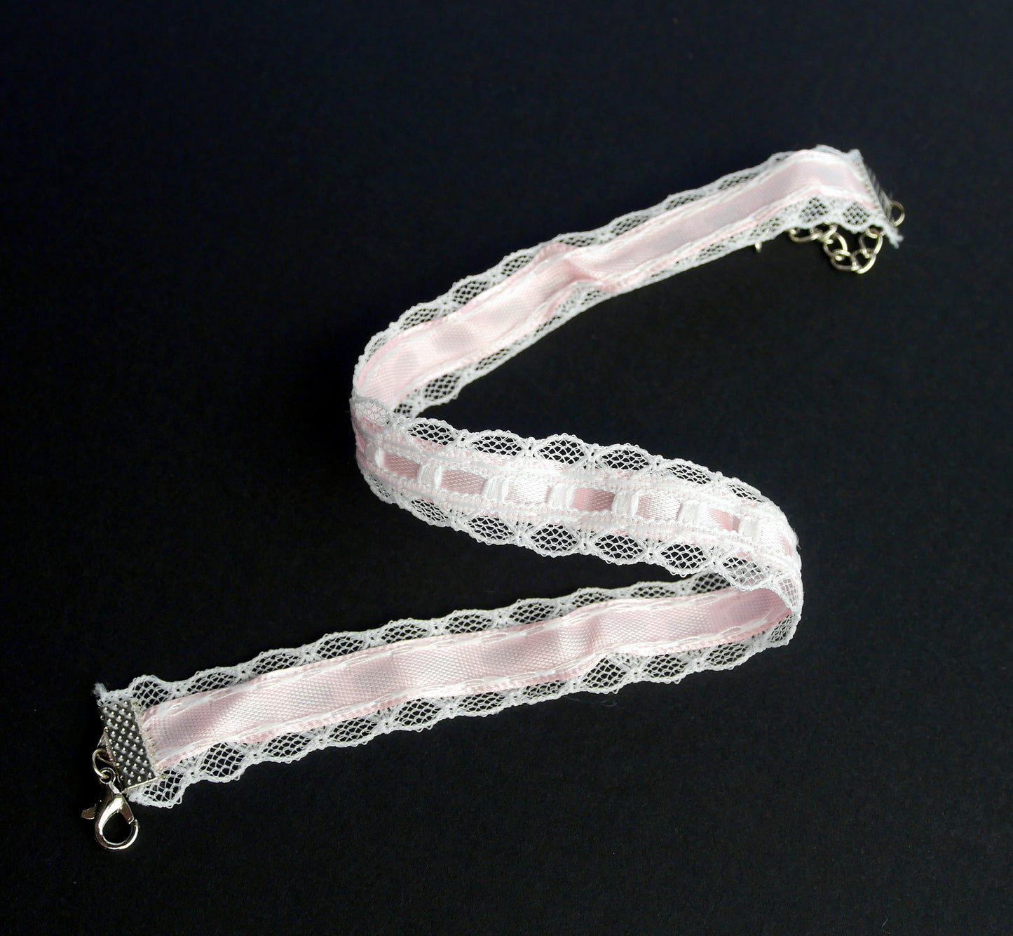 Pastel Pink Satin Lace Choker