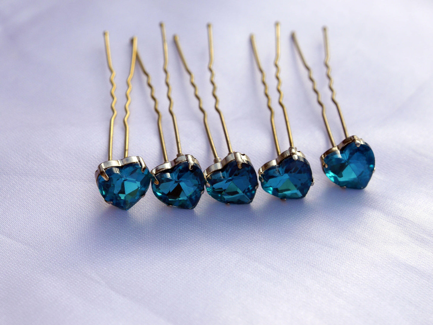 Blue Purple Green Clear Heart Shaped Diamante Ballet Dancer Wedding Prom Hair Pins