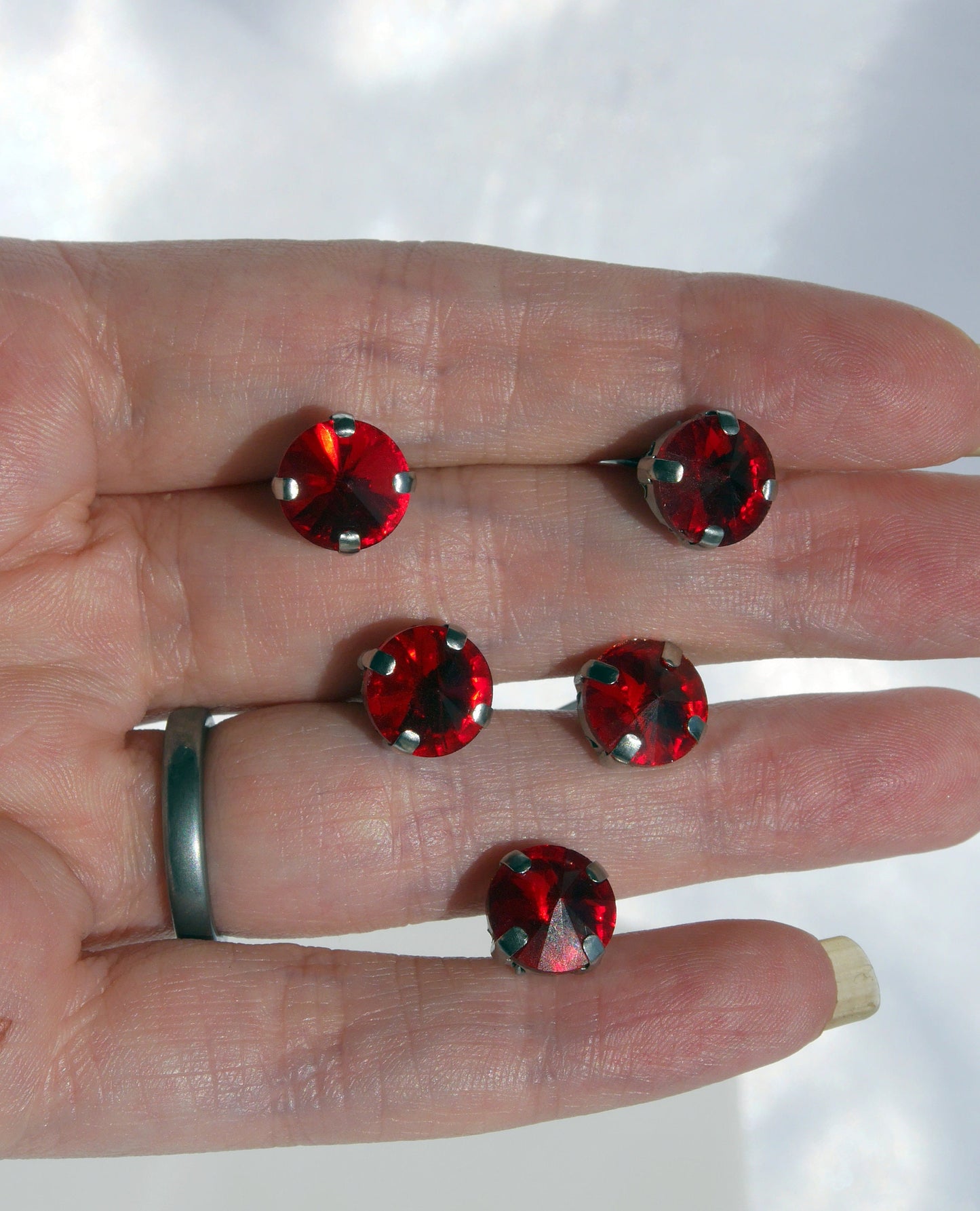Ruby Red Rhinestone Diamante Wedding Hair Grips, perfect for dancers, bridesmaids, flower girls or to add a touch of glam to wedding or prom hair.
