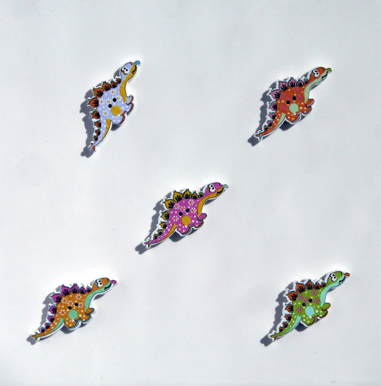 Dinosaur Shaped Colourful Wooden Mini Fridge Magnets - (Set of 5 Fun Magnets)