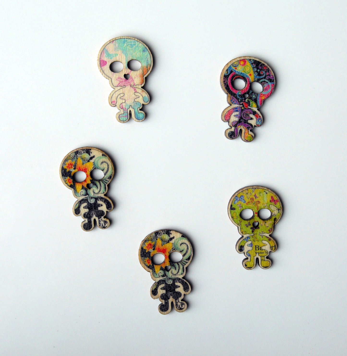 Skeleton Fridge Magnets, Skeleton Home Decorations, Skull Magnetic Decor, Skele Decorative Magnets, Set of 5 Fun Magnets, Colourful Magnets