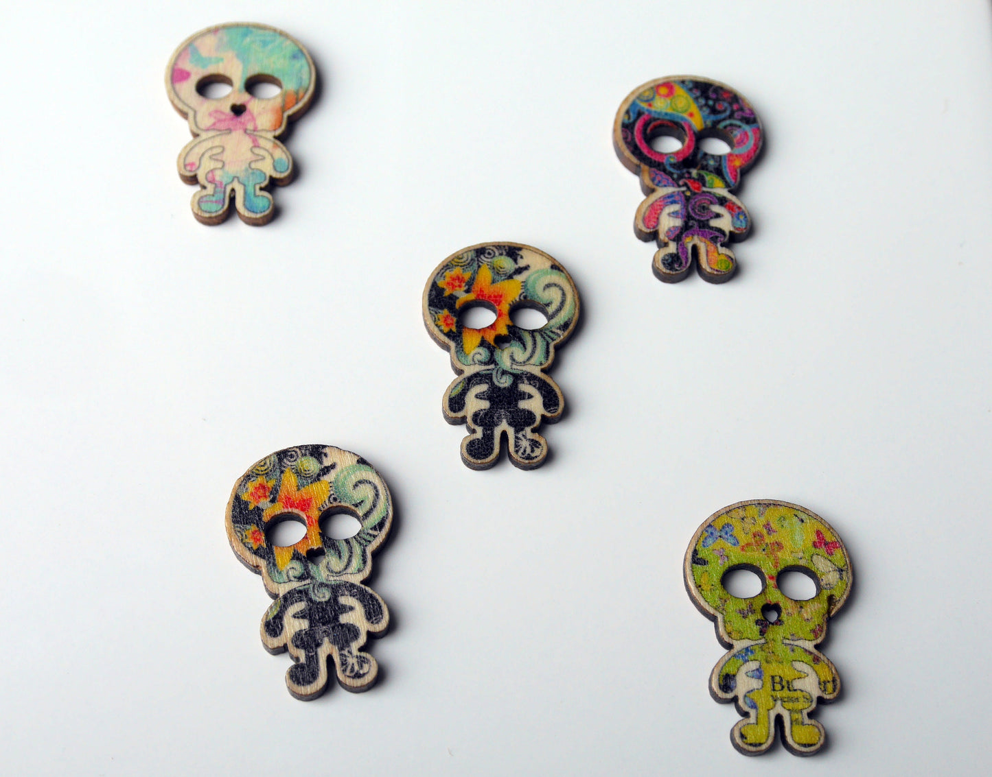 Skeleton Fridge Magnets, Skeleton Home Decorations, Skull Magnetic Decor, Skele Decorative Magnets, Set of 5 Fun Magnets, Colourful Magnets