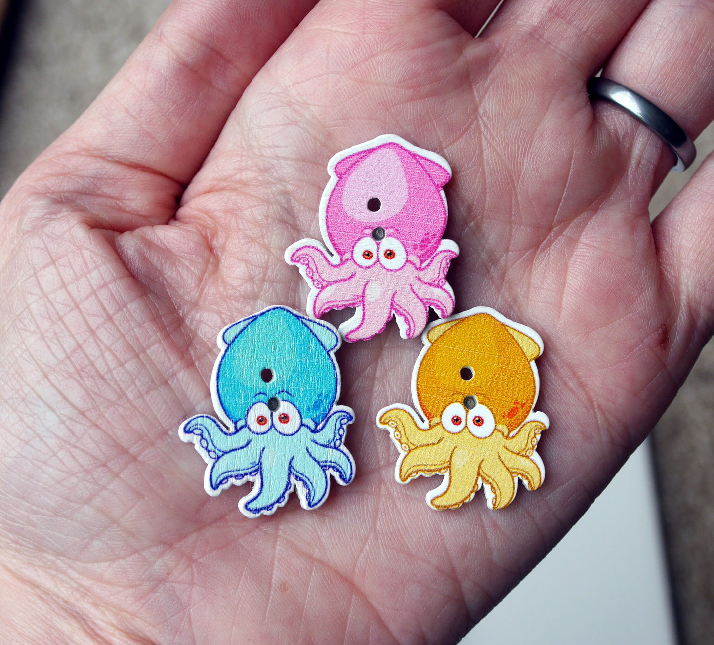 Aquatic Squid Octopus Shaped Magnets (Set of 5 Magnets)
