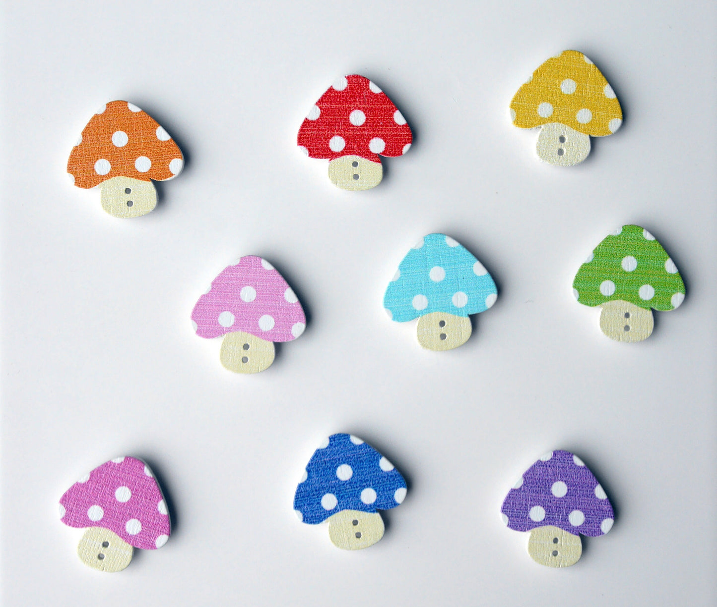 Colourful Mushroom Shaped Wooden Mini Fridge Magnets (Set of Magnets)