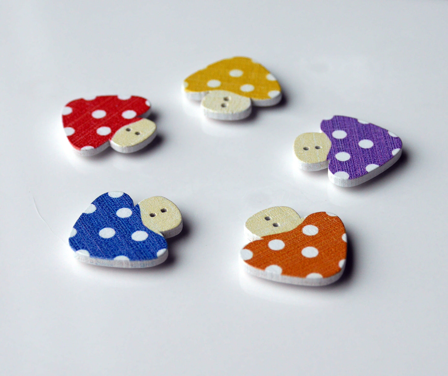 Colourful Mushroom Shaped Wooden Mini Fridge Magnets (Set of Magnets)