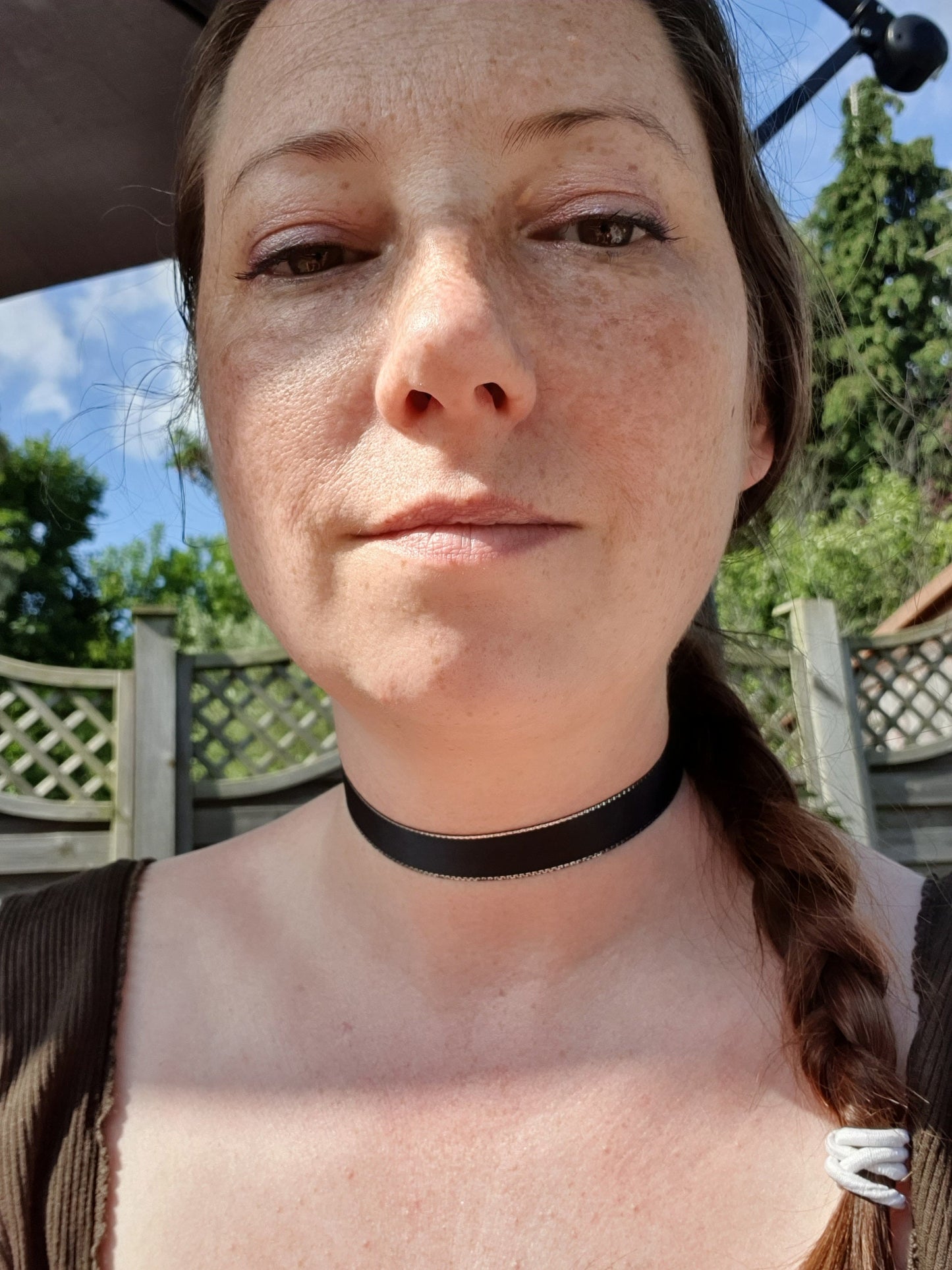 Silver Edge Black Satin Choker (Non Elasticated)