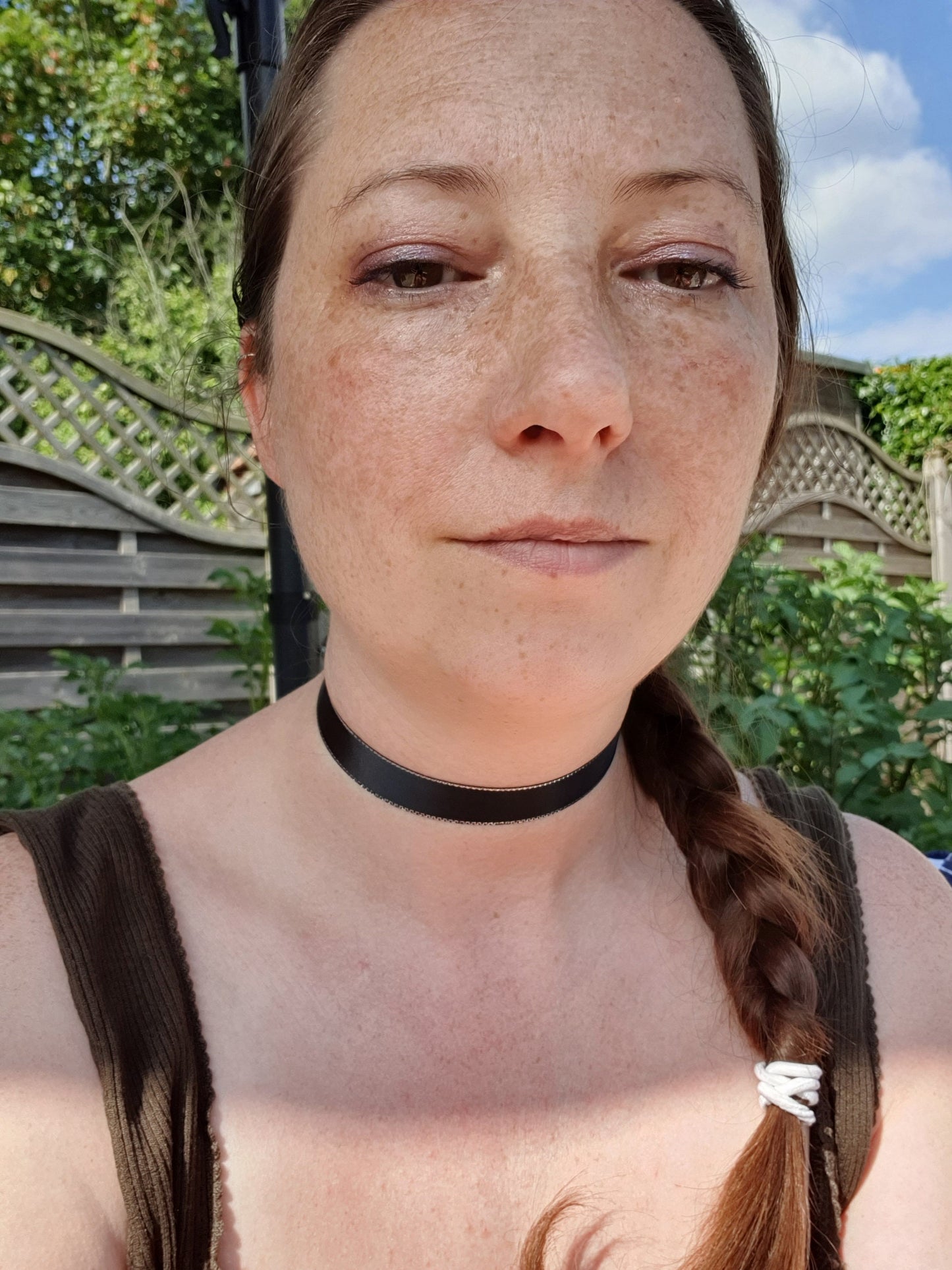 Silver Edge Black Satin Choker (Non Elasticated)