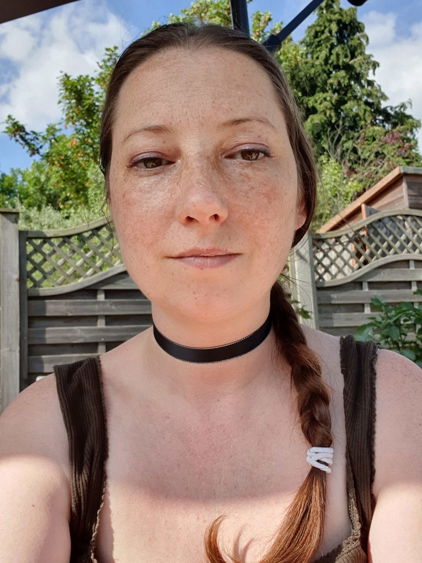 Silver Edge Black Satin Choker (Non Elasticated)