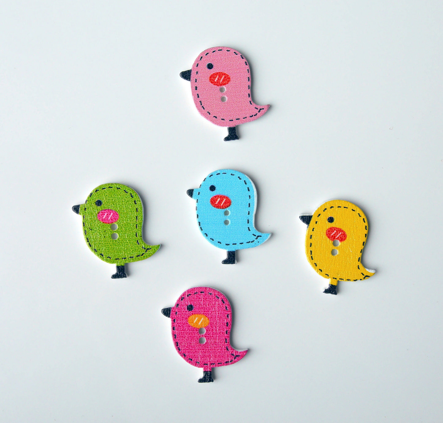 Chick Shaped Colourful Wooden Fridge Magnets (Set of 5 Magnets)