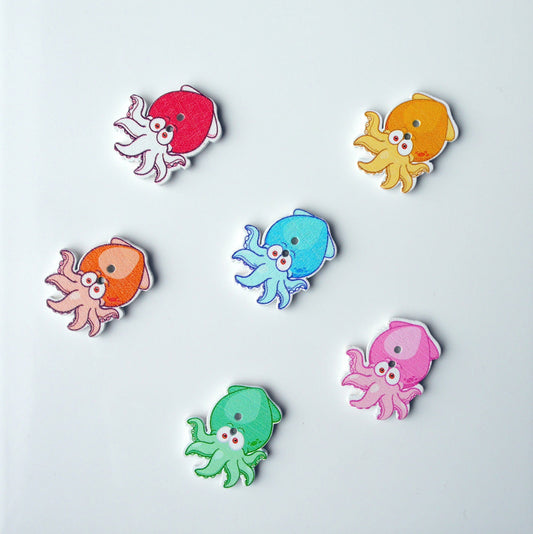 Aquatic Squid Octopus Shaped Magnets (Set of 5 Magnets)