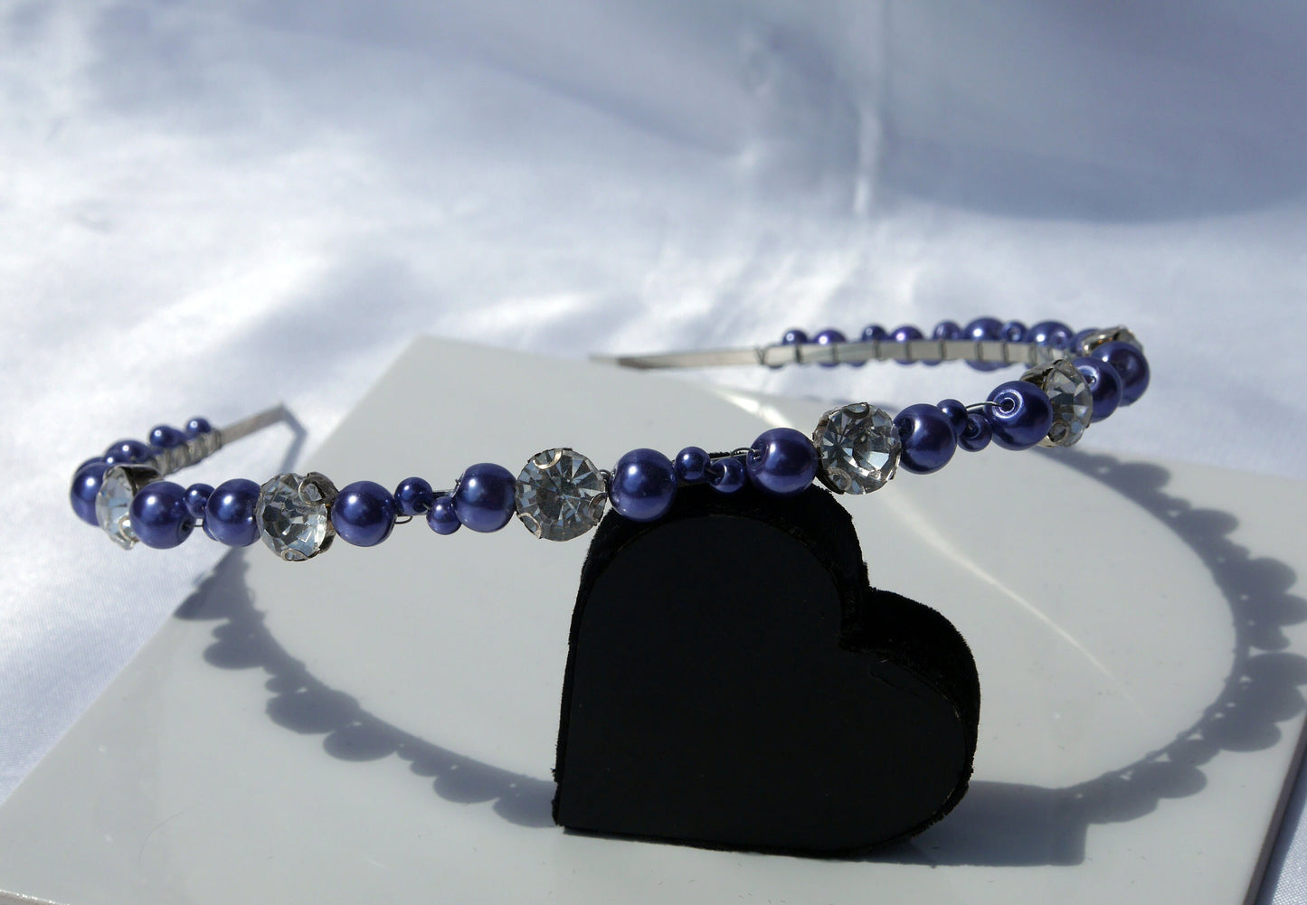Powder Blue Pearl Tiara Wedding Prom Hair Accessory