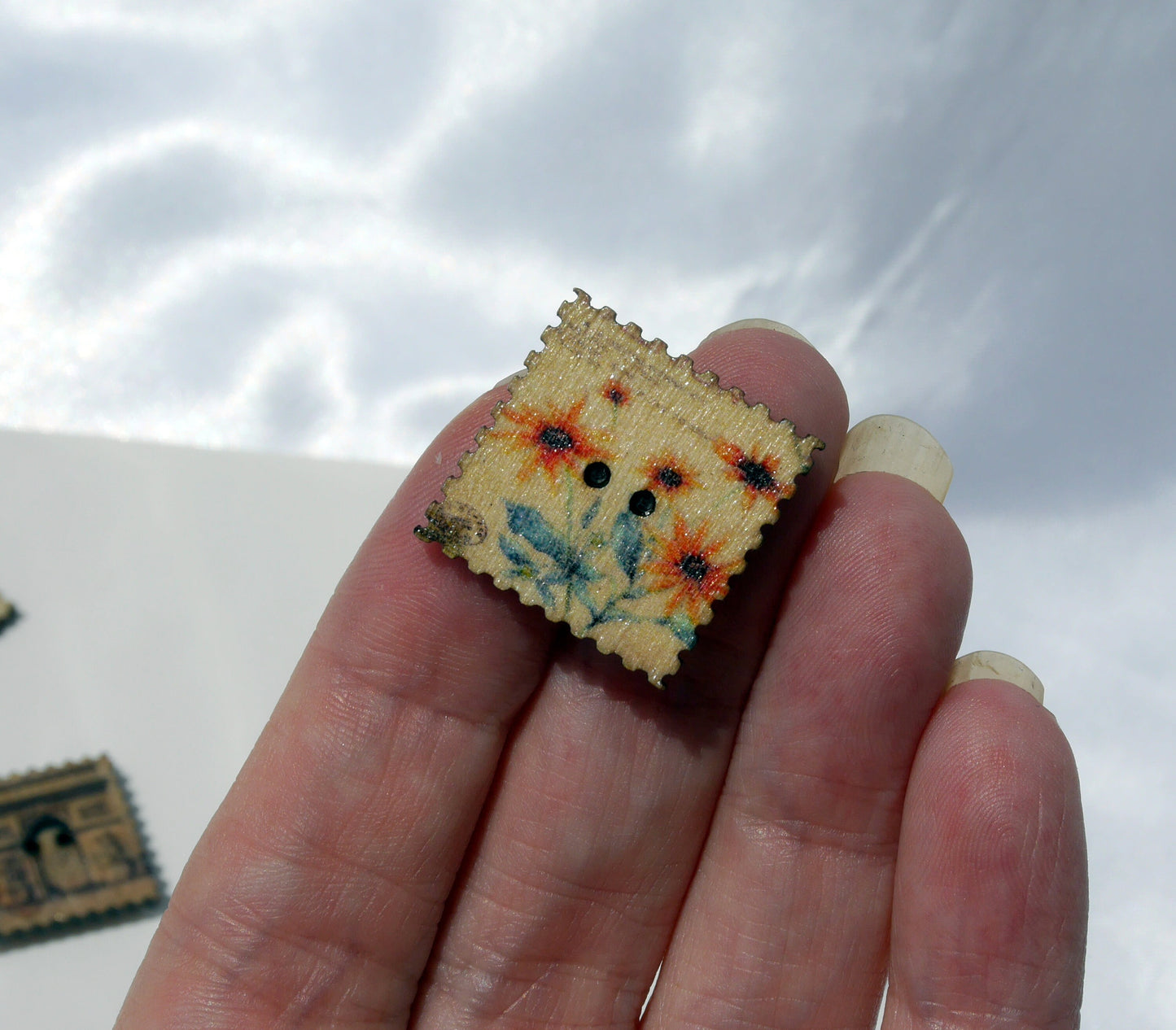 Landmark Square Stamp Shaped Wooden Magnets (Set of 5 Magnets)