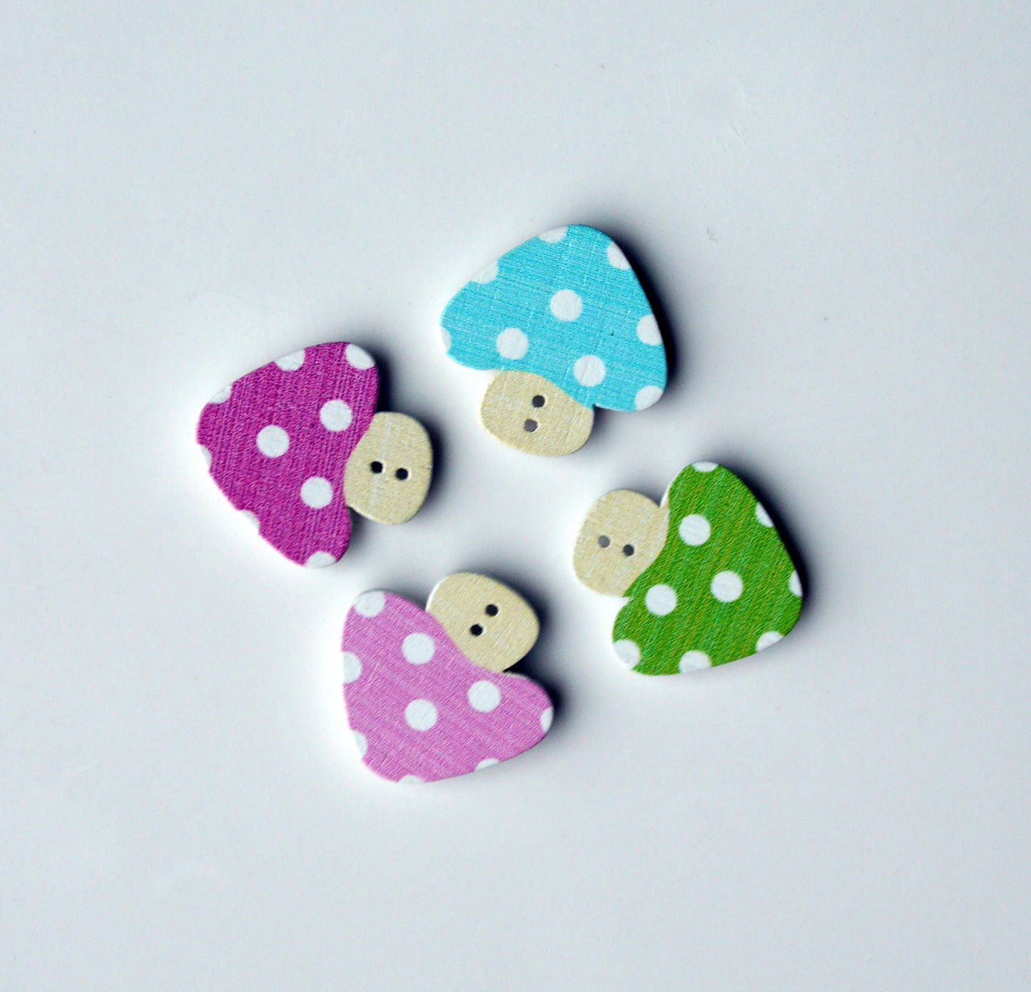 Colourful Mushroom Shaped Wooden Mini Fridge Magnets (Set of Magnets)