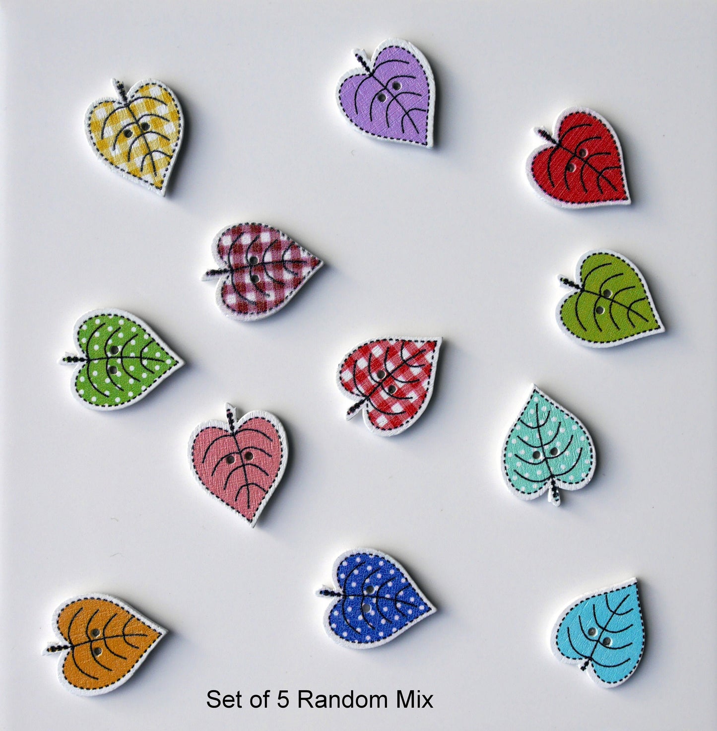 Colourful Tree Leaf Shaped Fridge Magnets - Set of 5 Magnets
