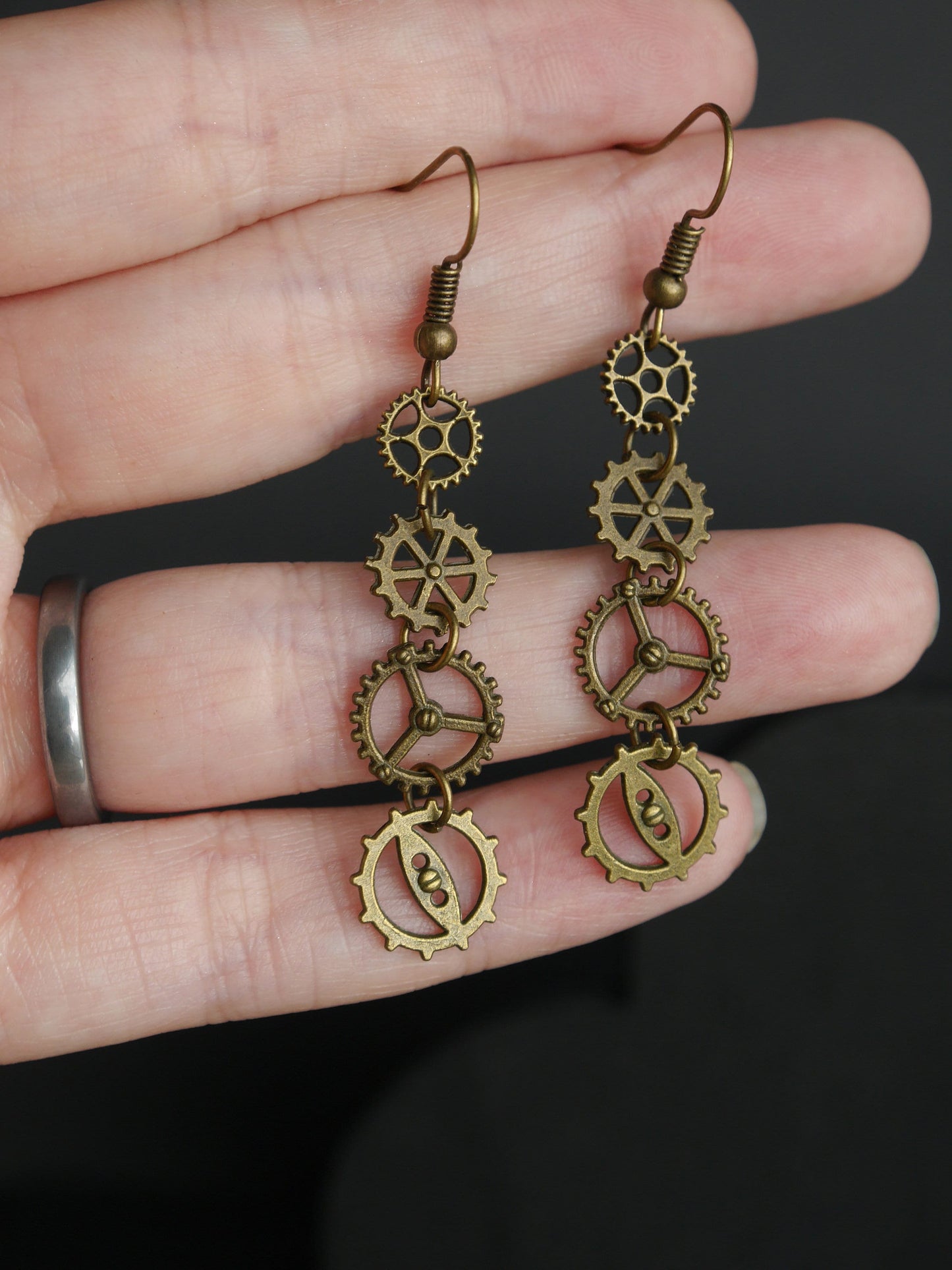 Bronze Tone Cog and Gear Steampunk Earrings