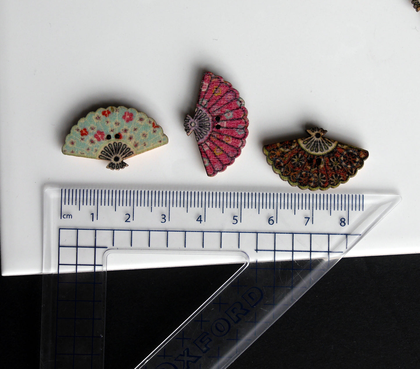 Oriental Fan Shaped Wooden Mini Fridge Magnets (Set of 5 Magnets)
