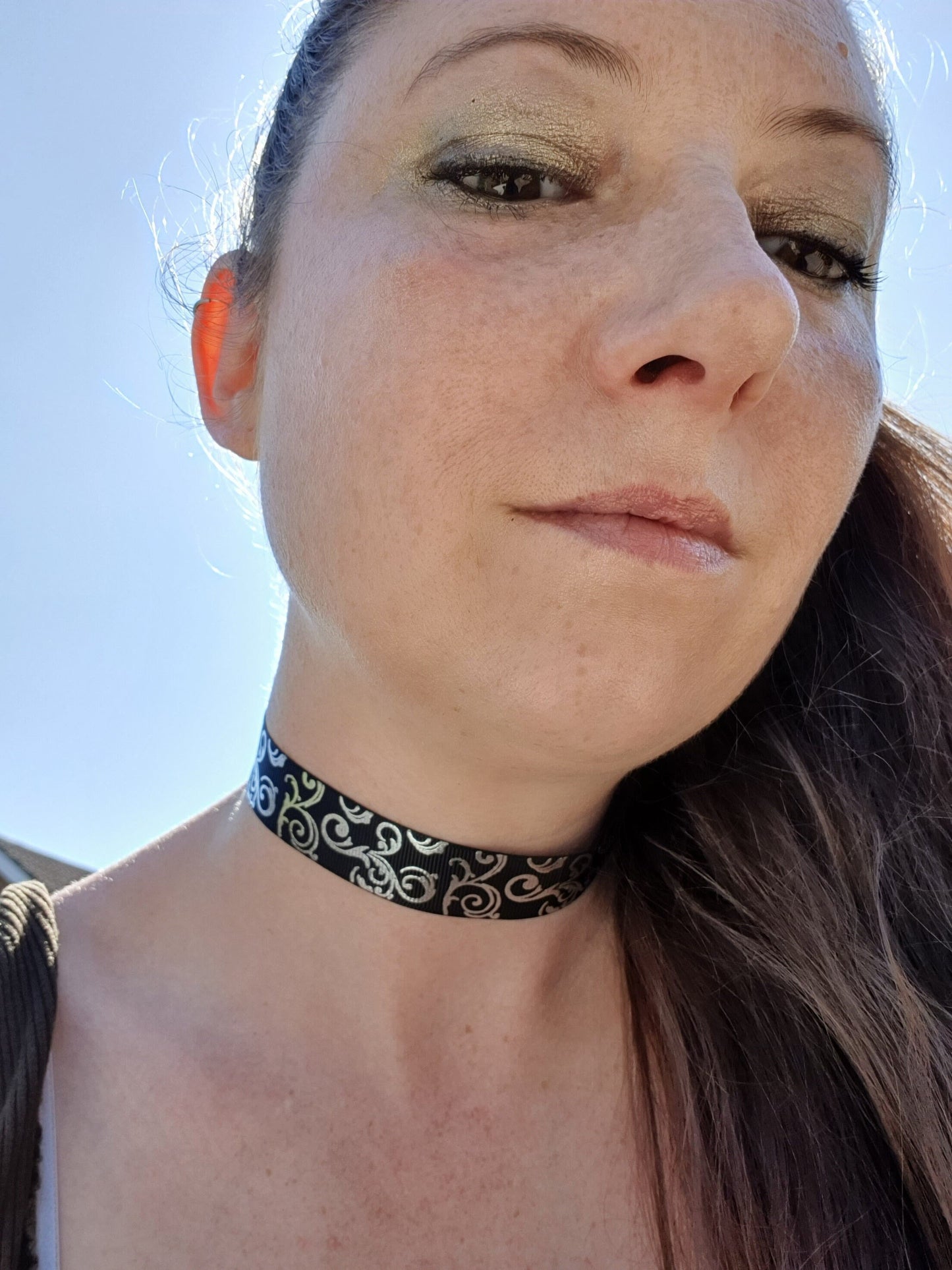 Black and Silver Print Classic Style Choker (Non Elasticated)