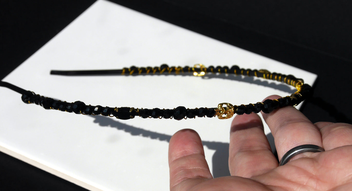 Black and Gold Skull Wedding Prom Hair Band Hair Accessory