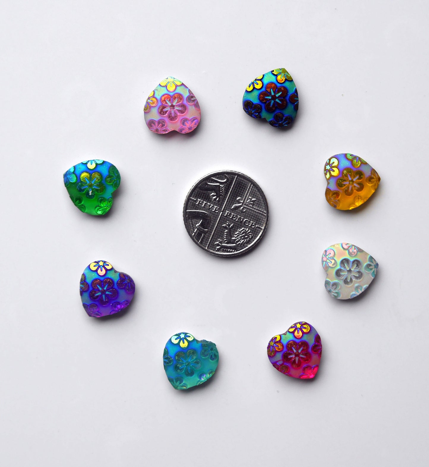Love Heart Shaped Small Resin Fridge Magnets (Set of 10 Magnets)