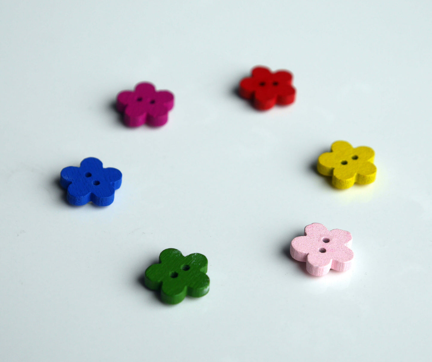 Mini Flower Shaped Colourful Wooden Mini Fridge Magnets (Set of 10)