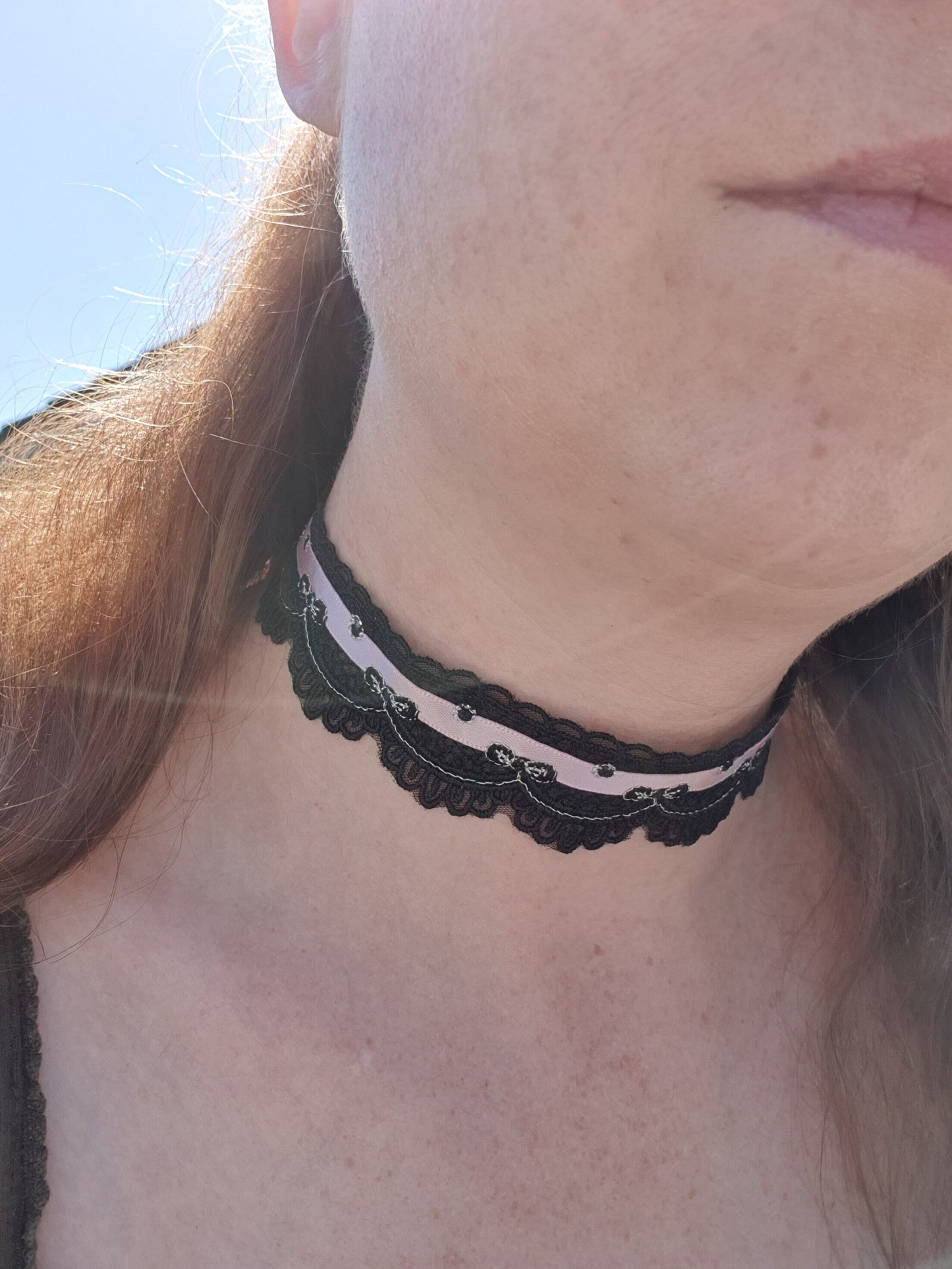 Black and Pink Lace Chokers (Non Elasticated)