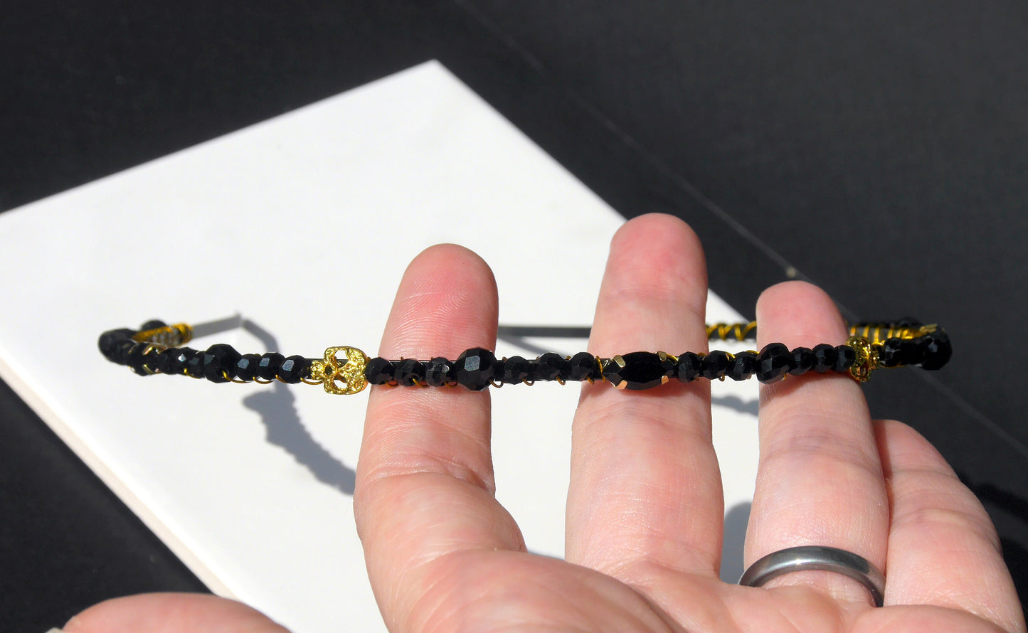 Black and Gold Skull Wedding Prom Hair Band Hair Accessory