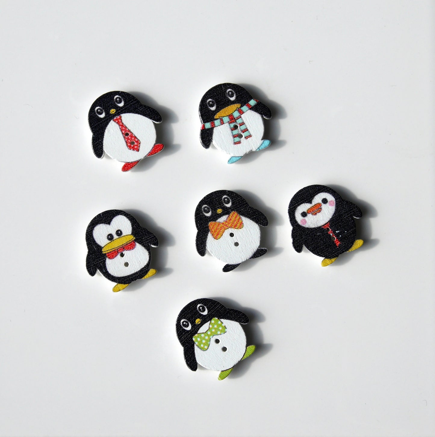 Penguin Shaped Colourful Wooden Fridge Magnets (Set of 5 Magnets)