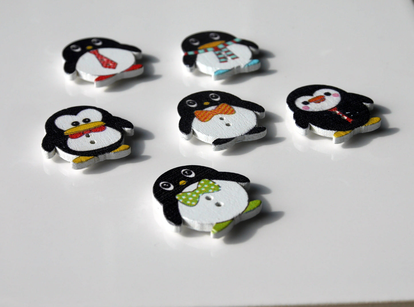 Penguin Shaped Colourful Wooden Fridge Magnets (Set of 5 Magnets)