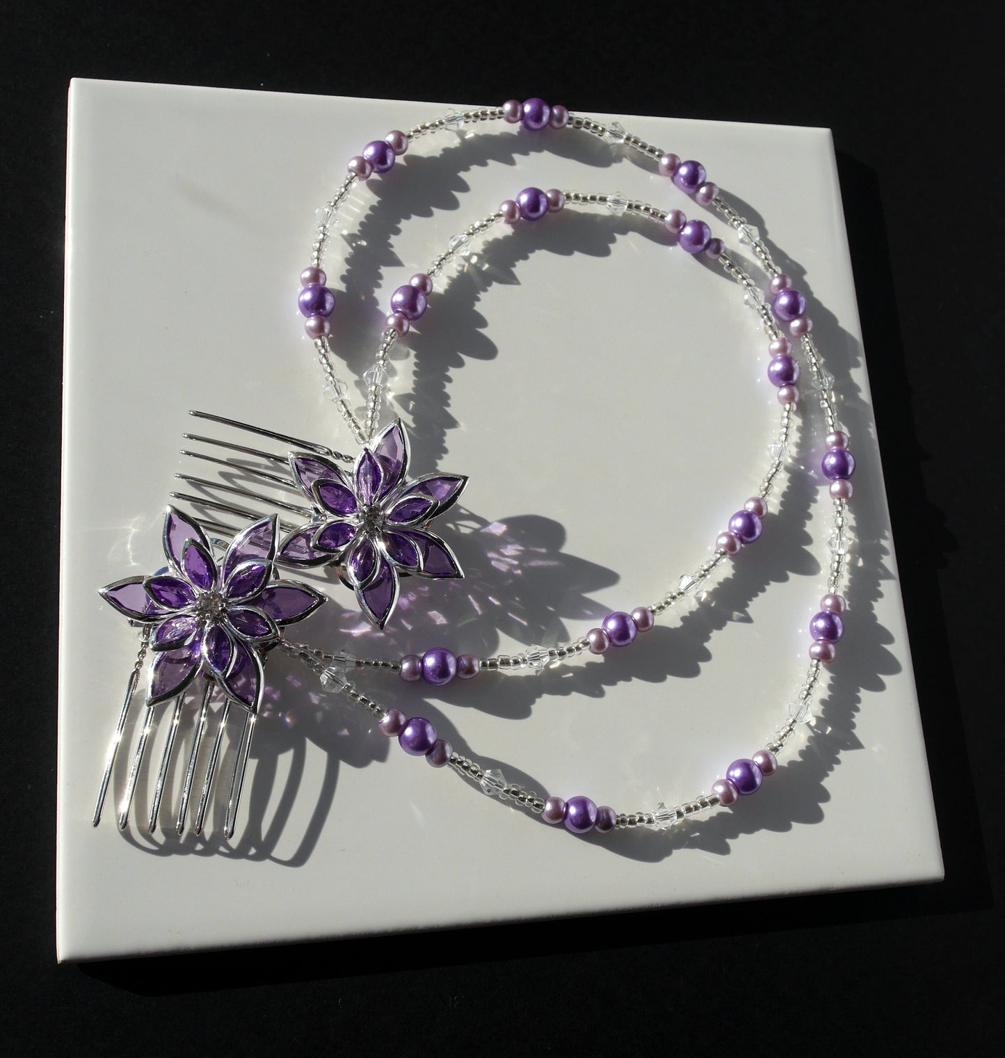 Purple Pearl Head Chain Hair Accessory
