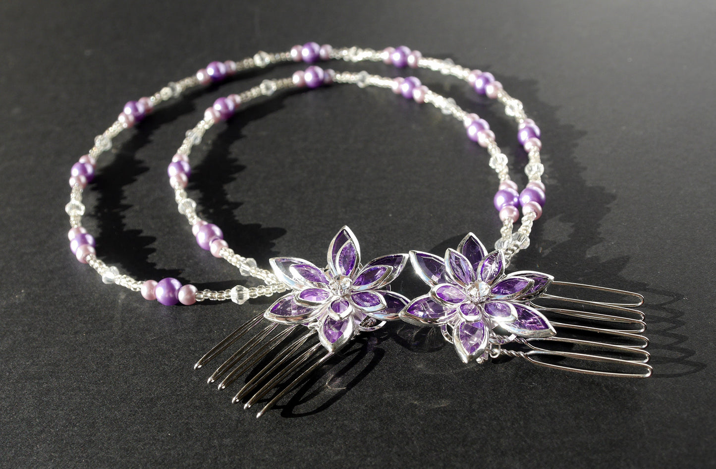 Purple Pearl Head Chain Hair Accessory